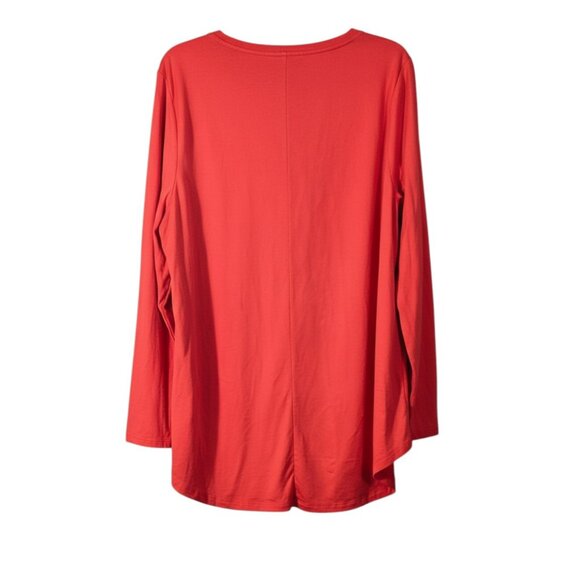 Lane Bryant 18/20 Tunic Tee Long Sleeve Red Curved Hem V-Neck Super Soft - Picture 4 of 5